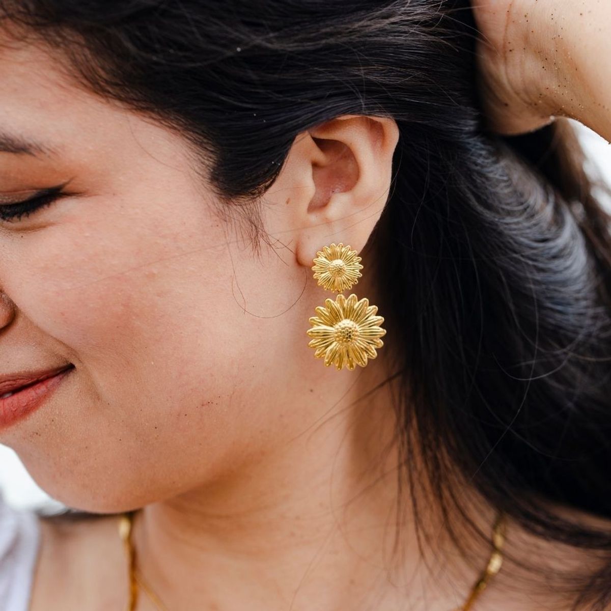 GENERICO - Aretes Doble Girasol Waterproof