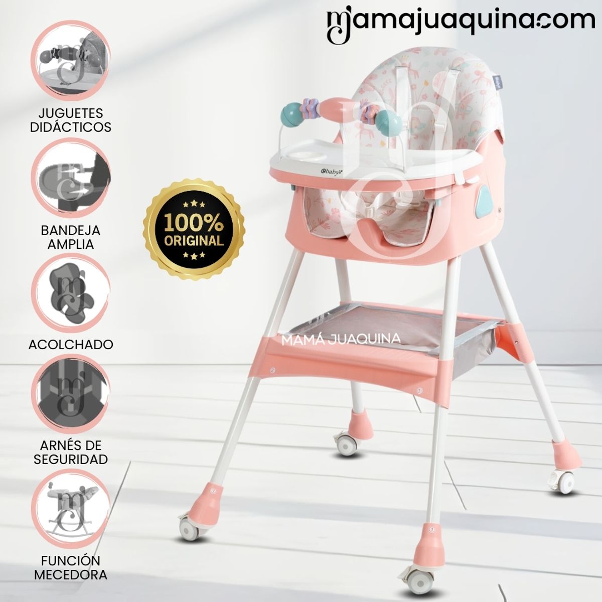 BABY - Silla de Comer con Mecedora «DALÍ» con juguete Melon