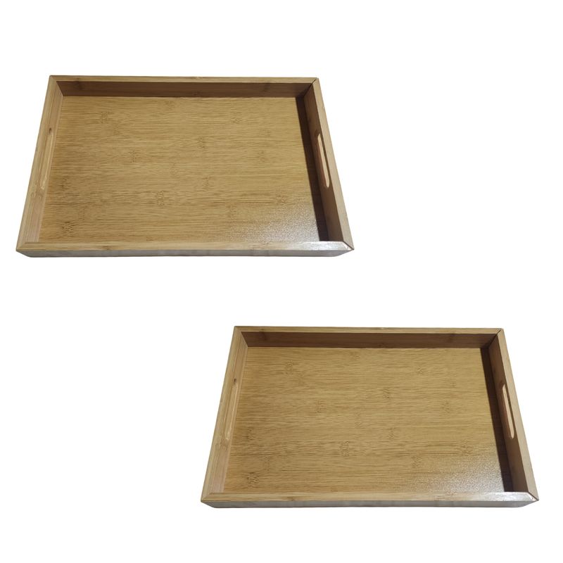 GENERICO - Kit x2 Bandeja de bambú para servir para cocina sala de estar