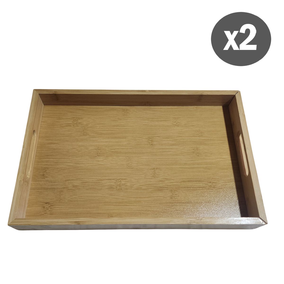 GENERICO - Kit x2 Bandeja de bambú para servir para cocina sala de estar