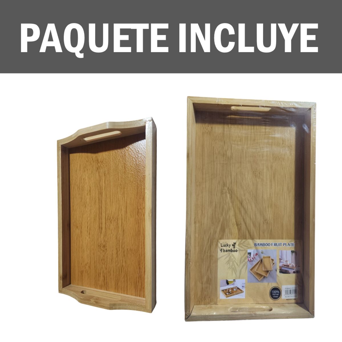 GENERICO - Kit x2 Bandeja de bambú para servir para cocina sala de estar