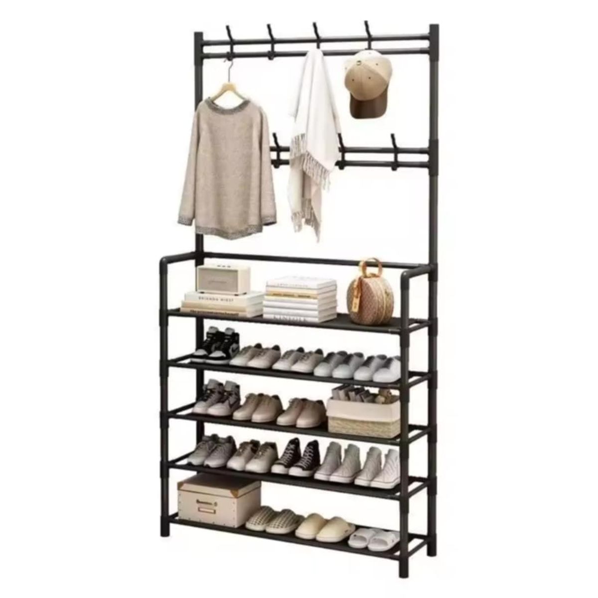 GENERICO - Zapatera Organizador de Calzado Estante 5 Niveles Con Perchero