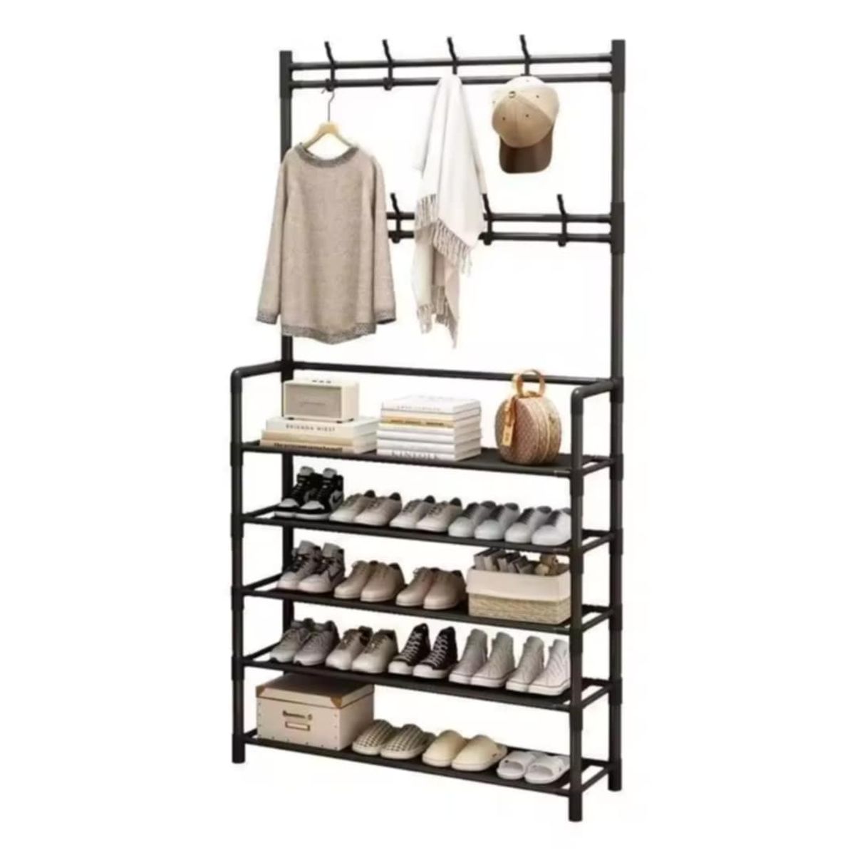 GENERICO - Zapatera Organizador de Calzado Estante 5 Niveles Con Perchero