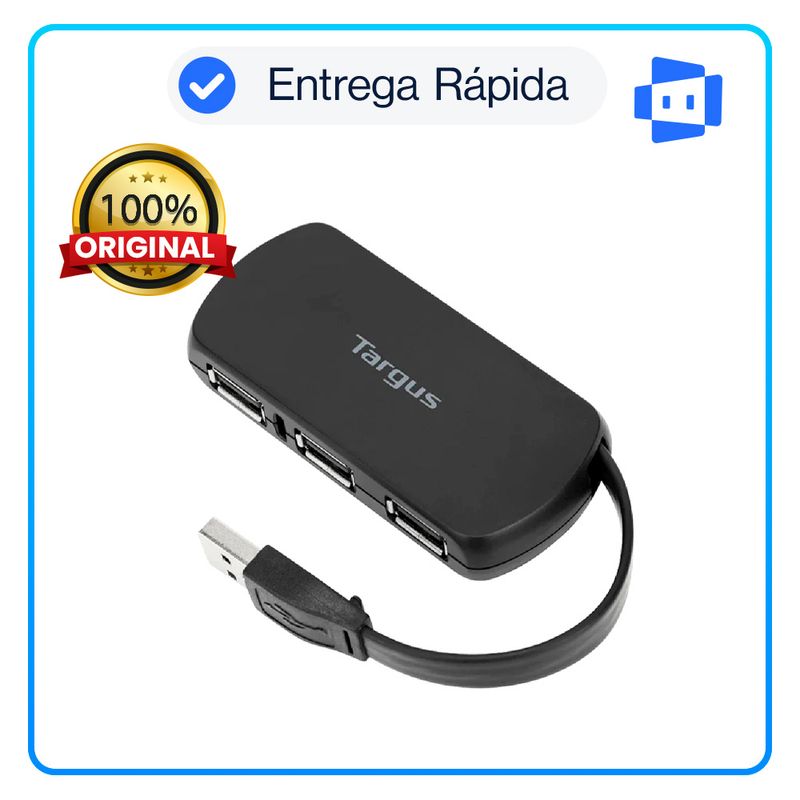 TARGUS - Hub USB Targus 4 Puertos USB-A 2.0 Negro (ACH114US)
