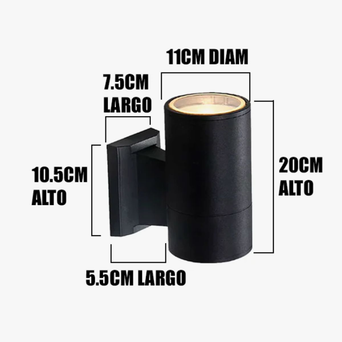 GENERICO - Aplique Lámpara de Exterior Black Led