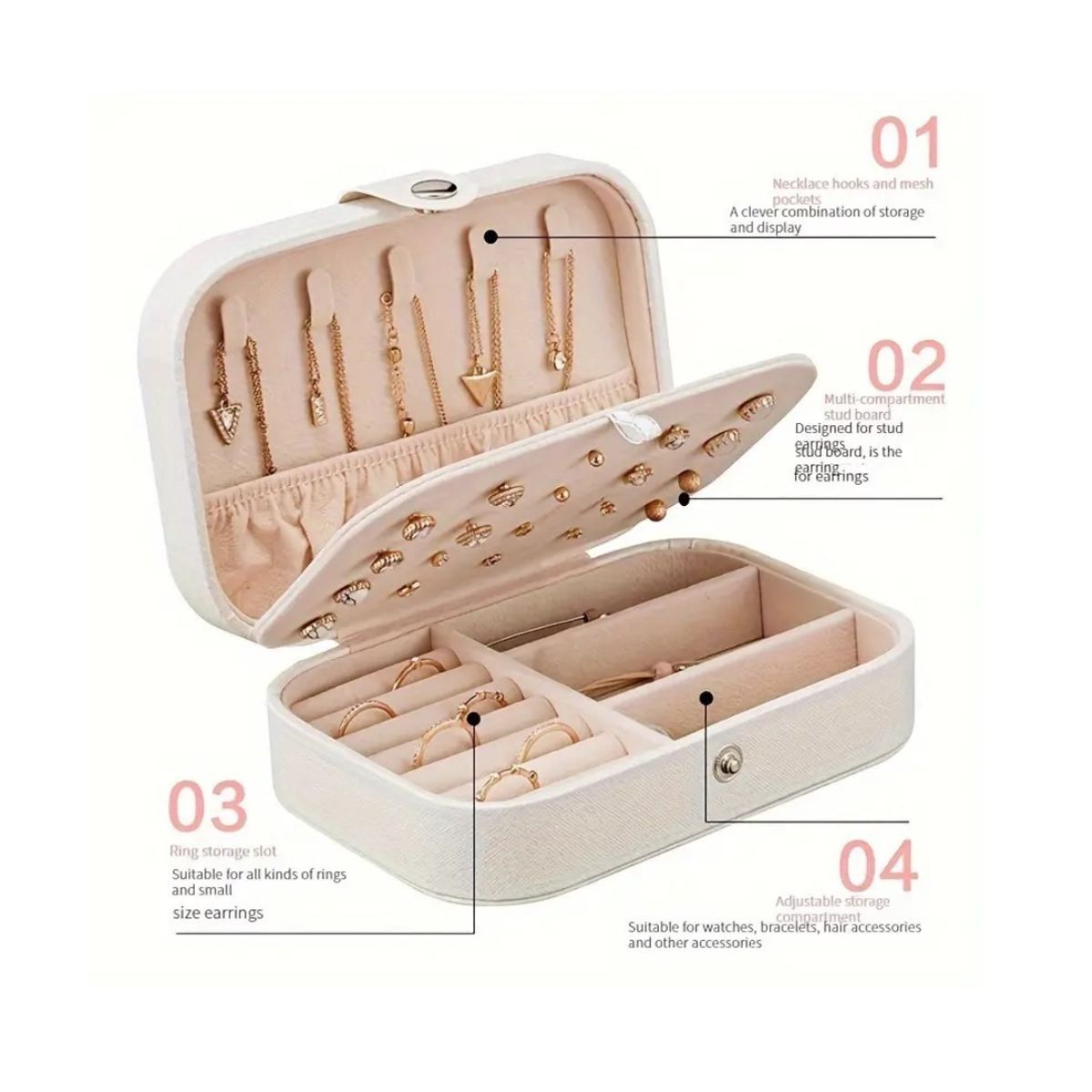 GENERICO - Joyero organizador de joyas mediano 4 colores