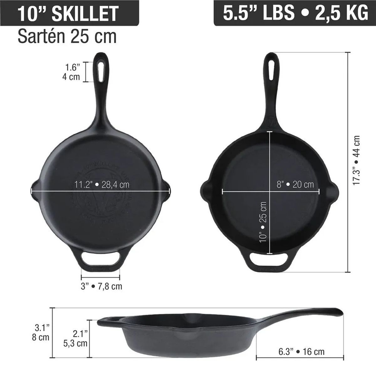 VICTORIA - Sarten H.Fundido 25 Cm (10") Esmaltado - Victoria