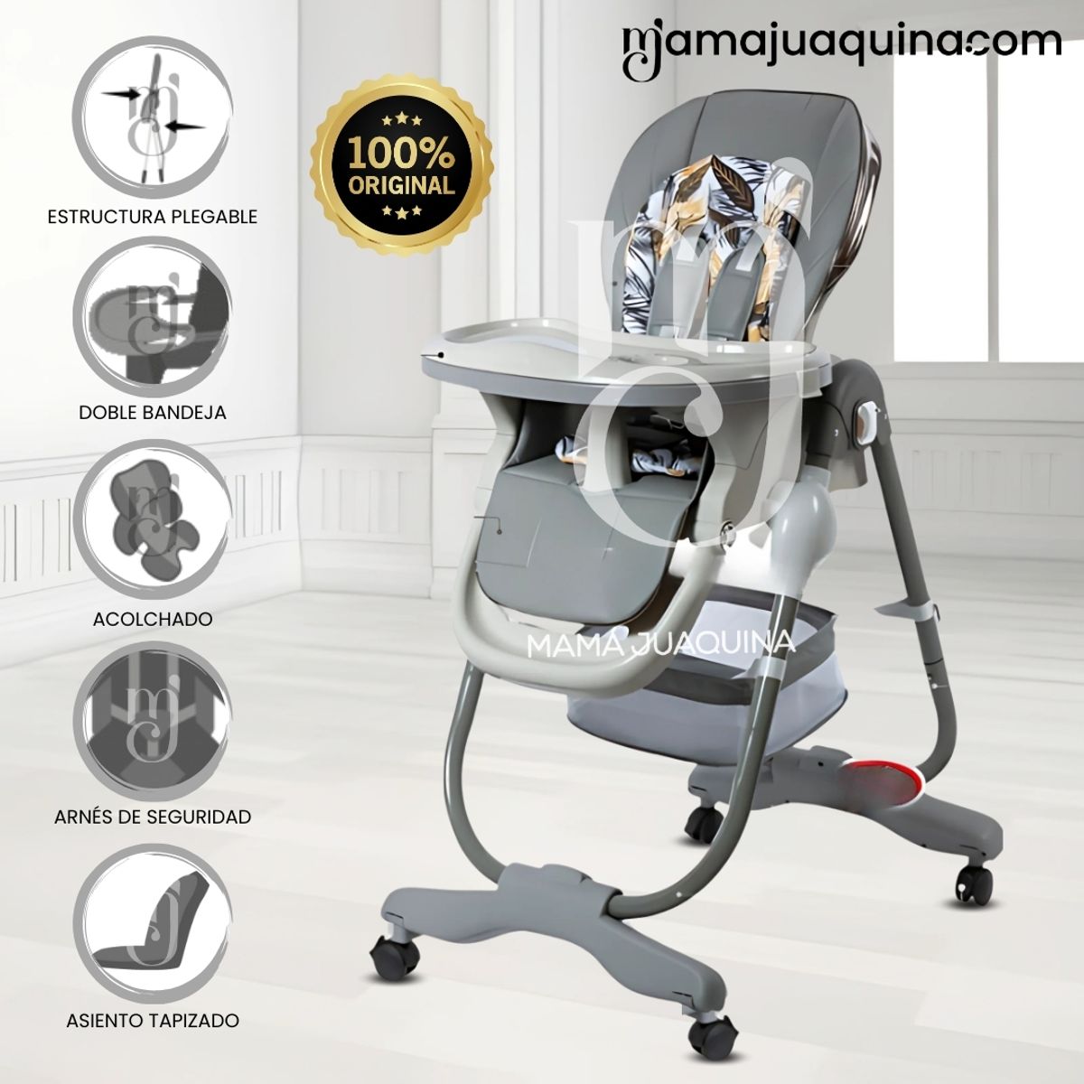 BABY - Silla de Comer de Lujo «GROOMI» Edición Limitada Gray