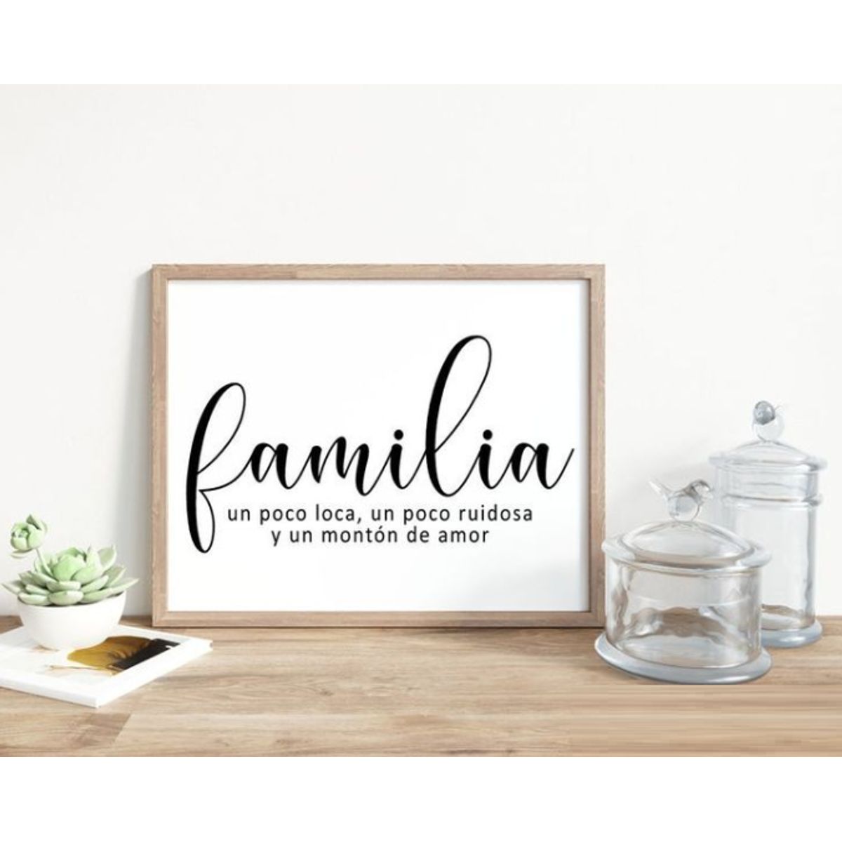BOSQUE INVERNAL DECORACION ECO ALTERNATIVA - Letrero  pequeño en madera FAMILIA