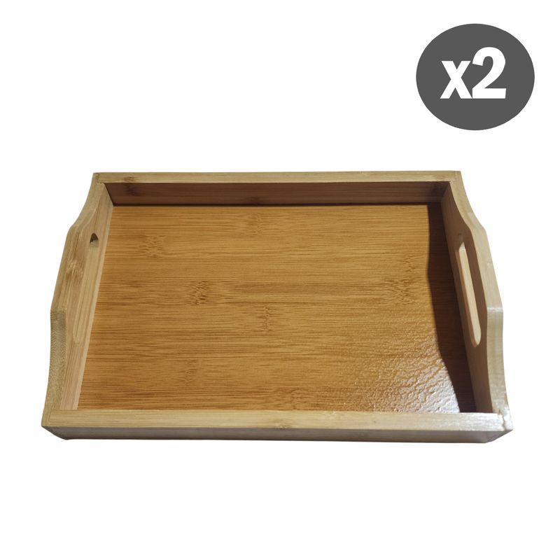 GENERICO - Pack x2 Bandejas de bambú para servir para dormitorio y sala de star