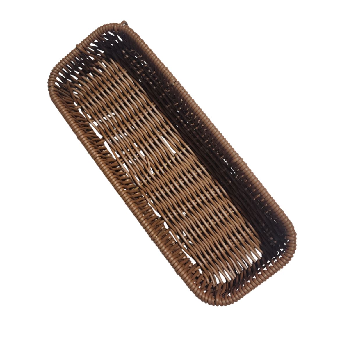 GENERICO - Cesta Porta cubiertos Rectangular de plástico tipo mimbre