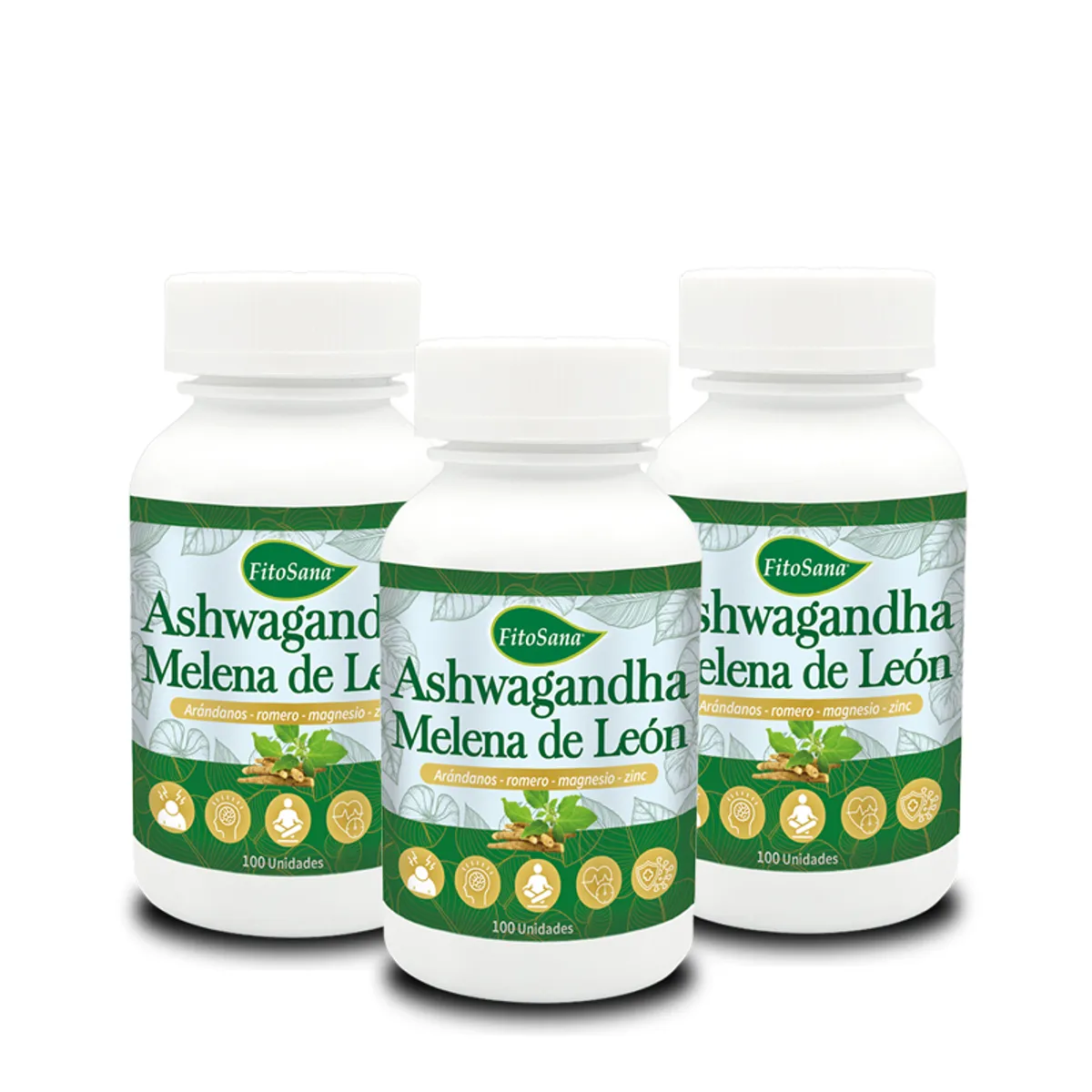 FITOSANA - PACK 3 ASHWAGANDHA CON MELENA DE LEON FITOSANA - FRASCO 100U