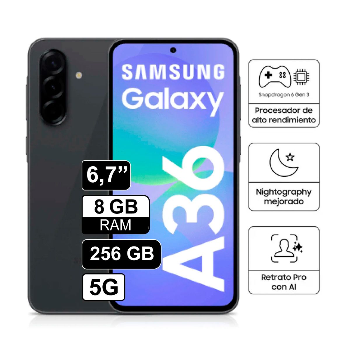 SAMSUNG - Celular Samsung Galaxy A36 5G 8GB RAM 256GB Negro