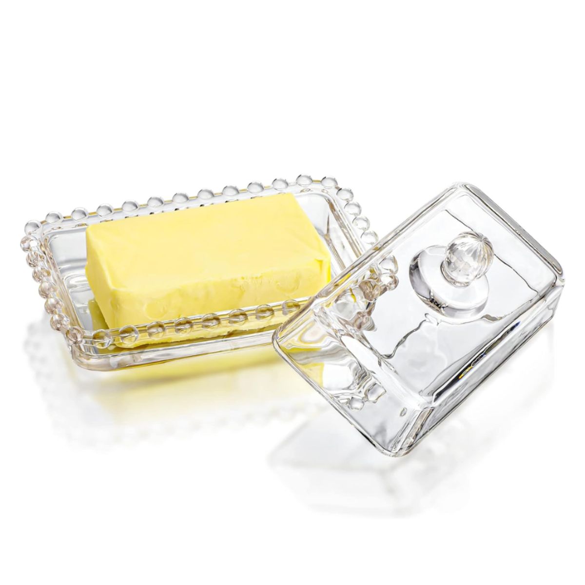 INSPIRA - Mantequillero de Vidrio con Borde de Cuencas