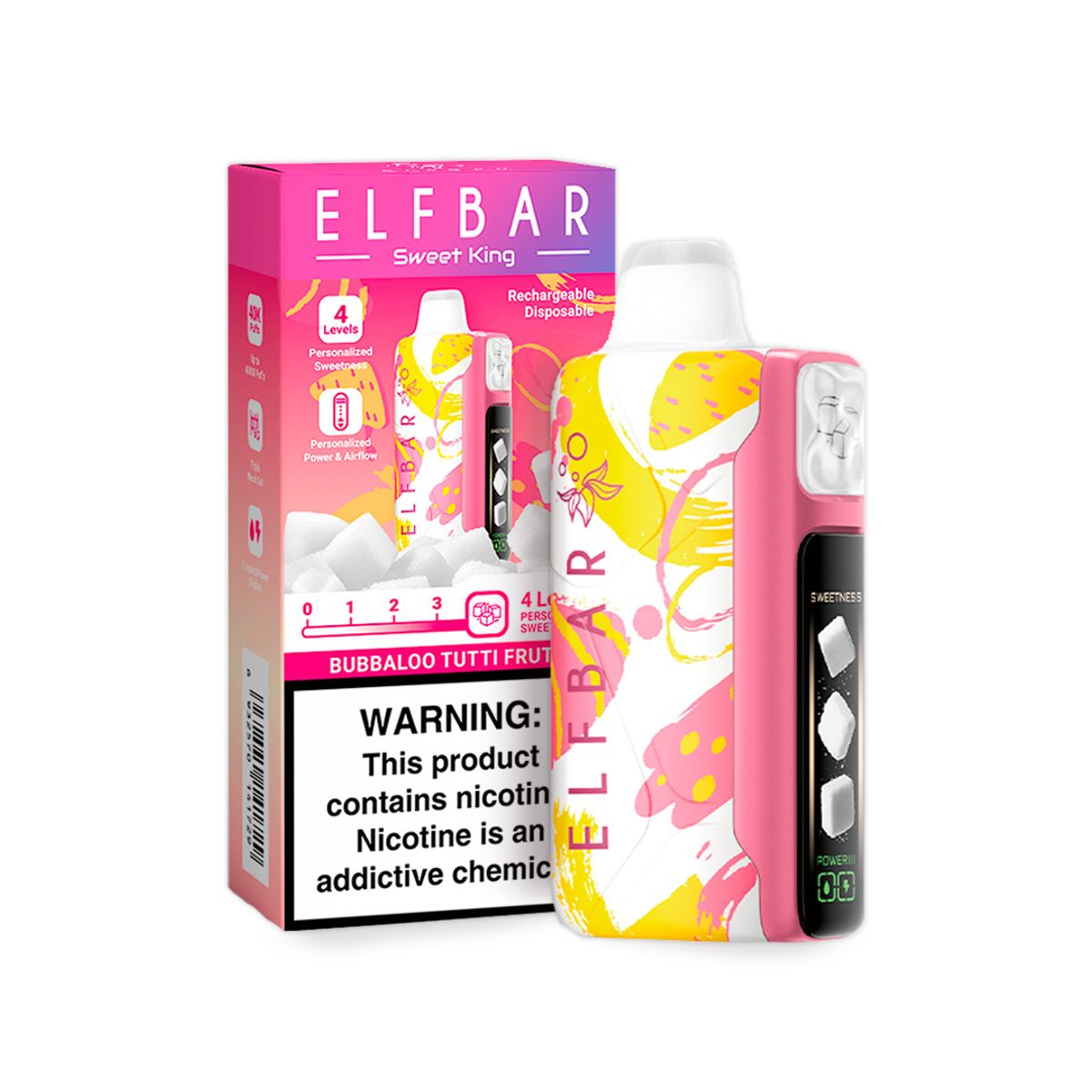 VAPE STATION - ElfBar Sweet King 40000 Puffs - Bubbaloo Tutti Frutti