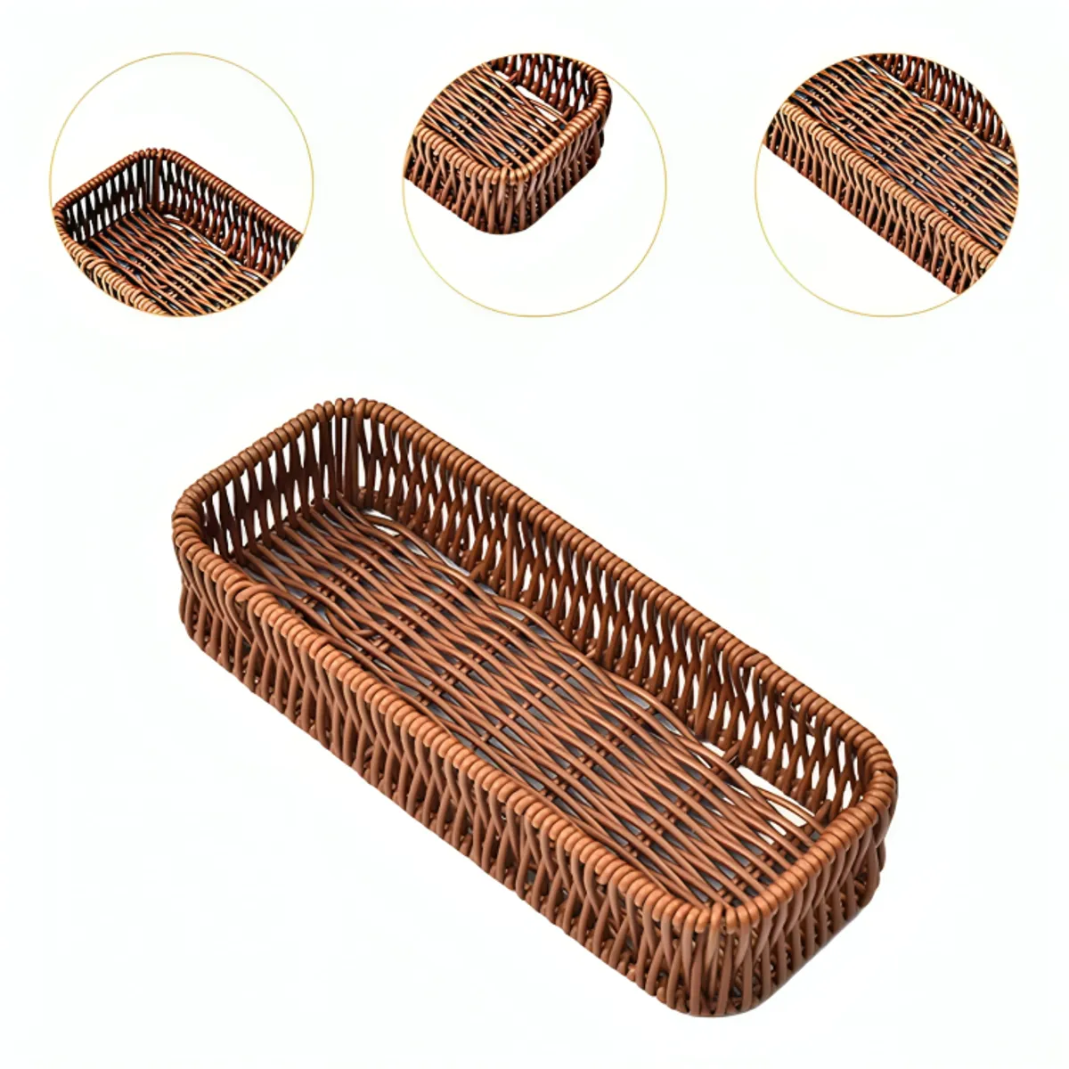 GENERICO - Set 2 Porta cubiertos Rectangular de plástico tipo mimbre