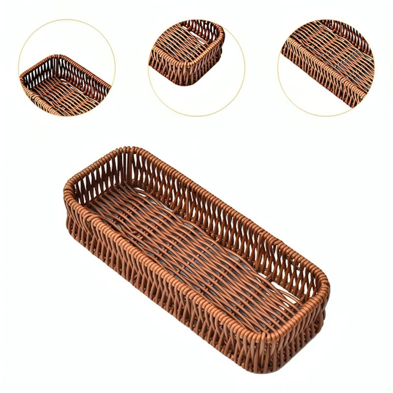 GENERICO - Set 2 Porta cubiertos Rectangular de plástico tipo mimbre