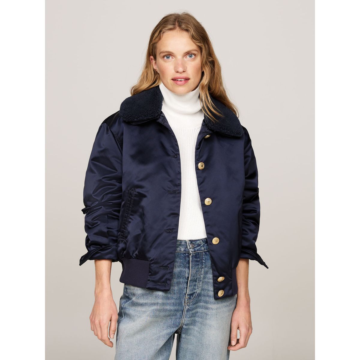 TOMMY HILFIGER - CASACA TEDDY COLLAR SATIN PADDED JACK