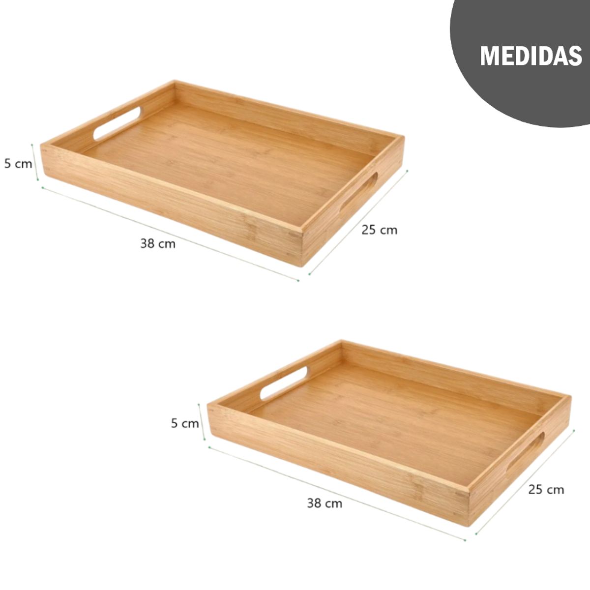 GENERICO - Juego de 2 Bandejass de bambú para servir para sala dormitorio