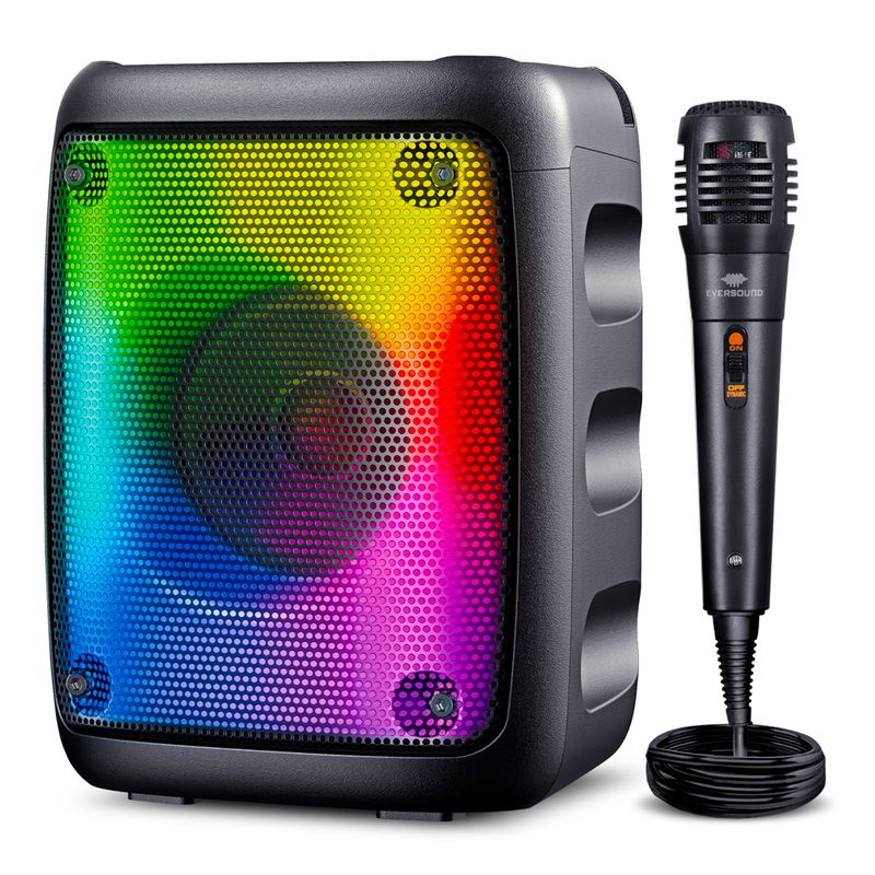 EVERSOUND - Parlante Portatil RGB Con micrófono Dynamic Radio FM Bluetooth
