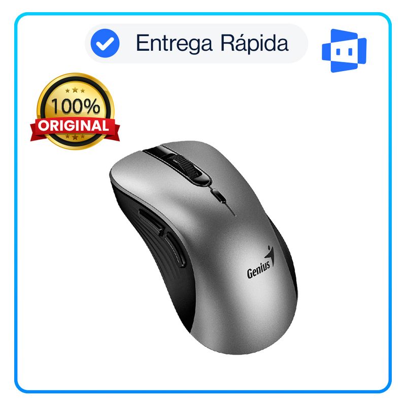 GENIUS - Mouse Genius ERGO 8100S AI Copilot Wireless 6 botones Silent Ergonómico Silver