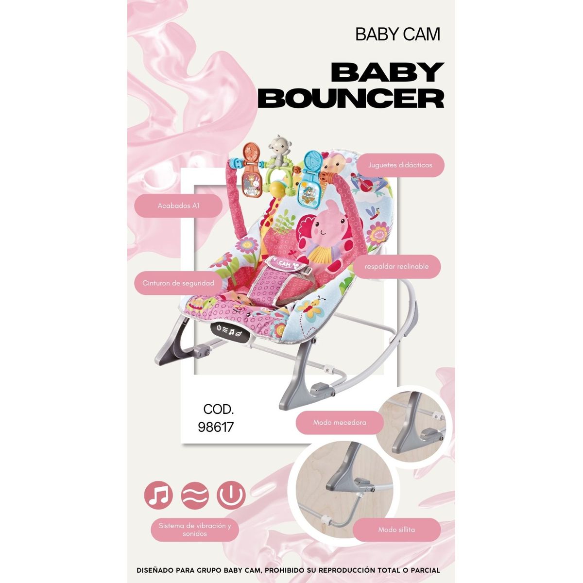 CAM - MECEDORA MUSICAL BLUETOOTH BABY CAM ROSA