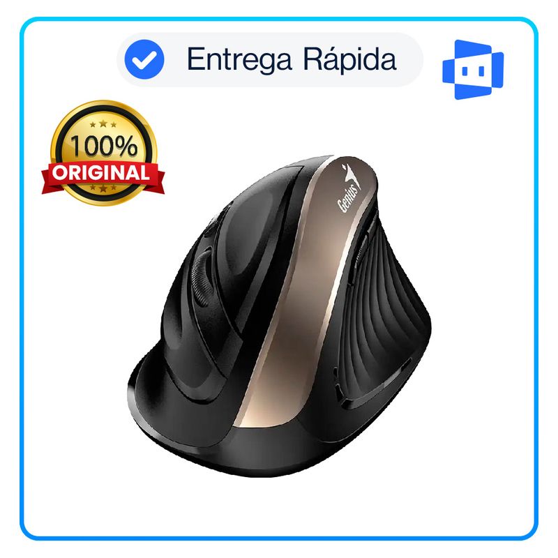 GENIUS - Mouse Genius ERGO 8250S Wireless Vertical 6 botones Ergonómico Silver Grey