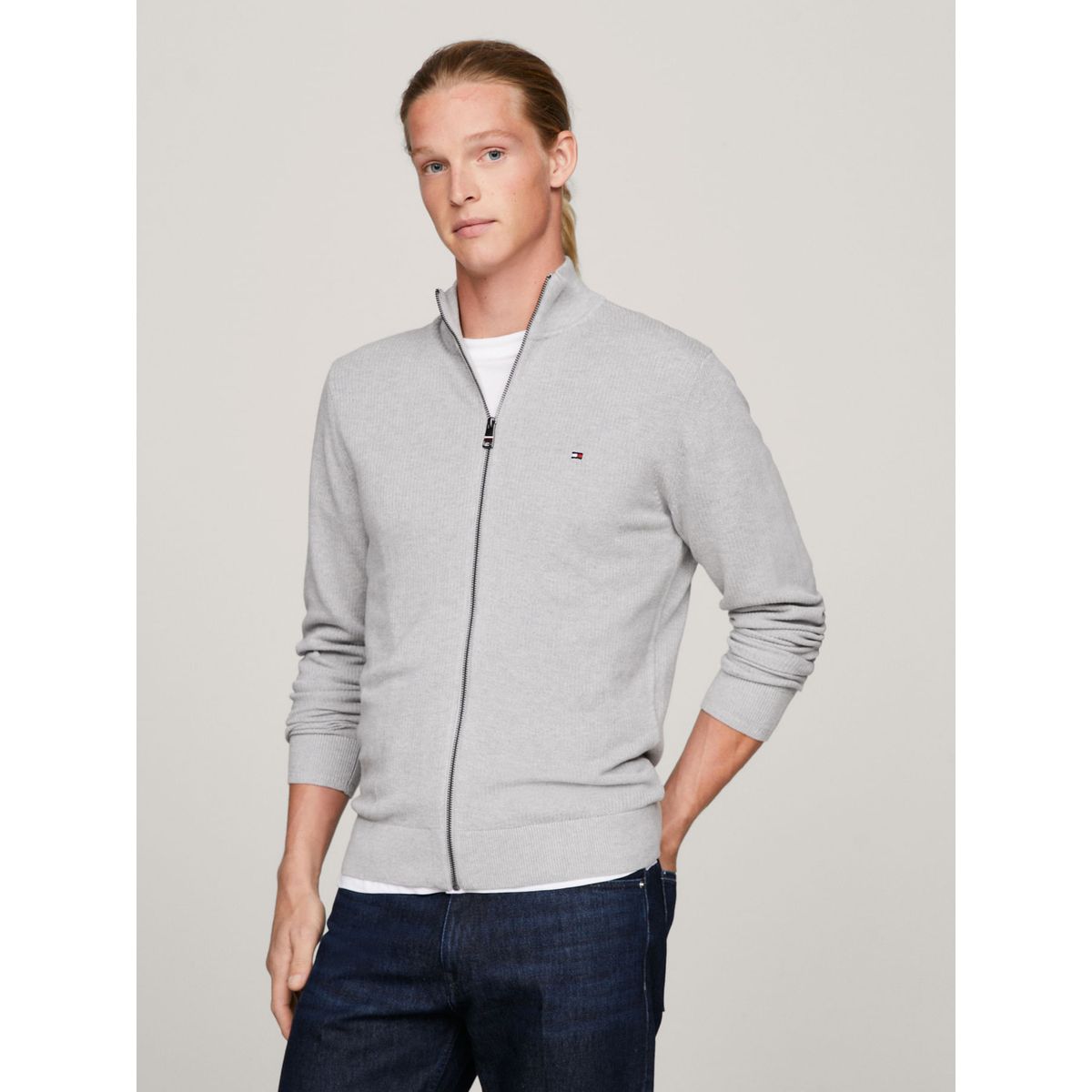 TOMMY HILFIGER - SWEATER CHAIN RIDGE STRUCTURE ZIP THRU