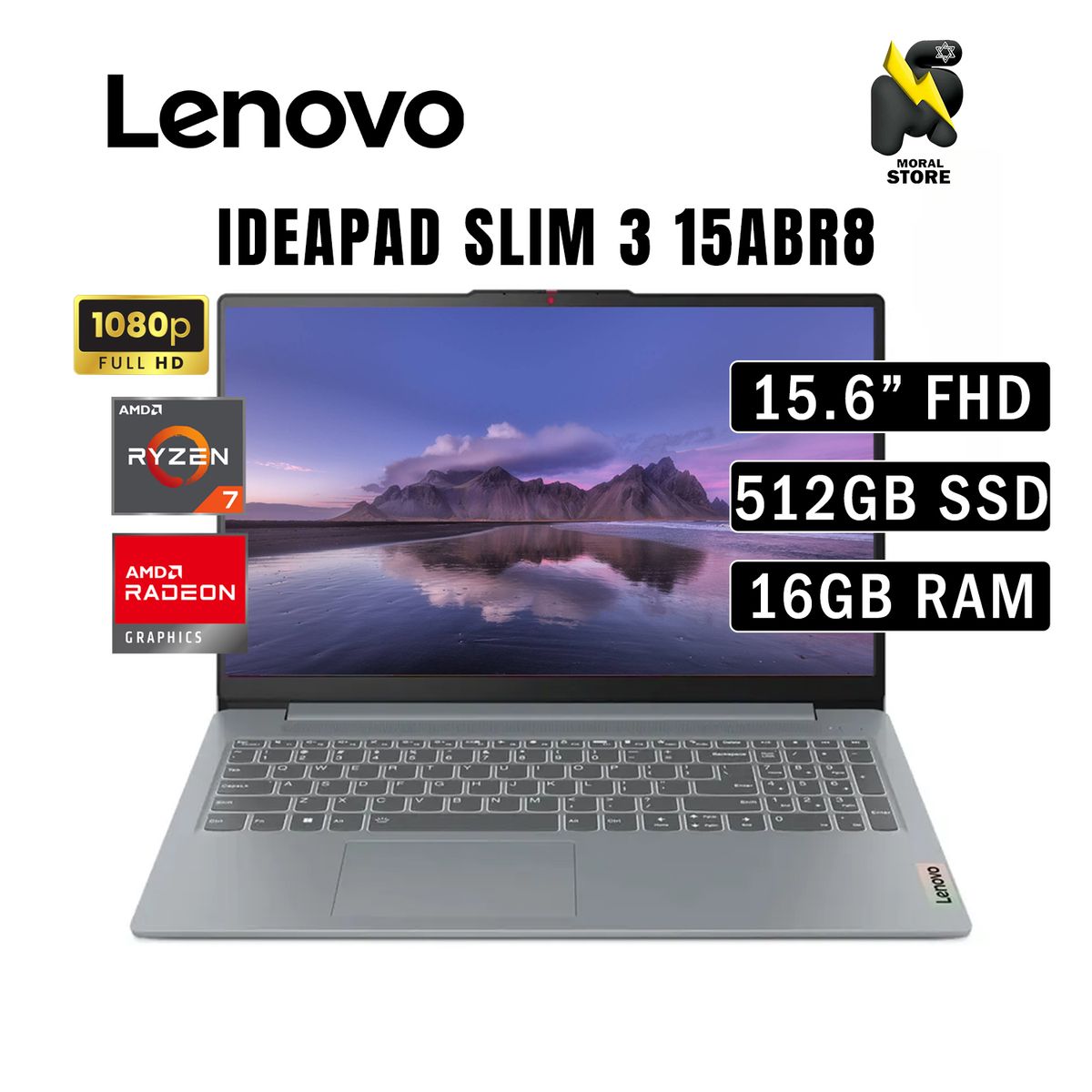 LENOVO - LAPTOP LENOVO IDEAPAD SLIM 3 15ABR8 / AMD RYZEN 7-5825U /16 GB RAM /512GB SSD/15.6 FHD