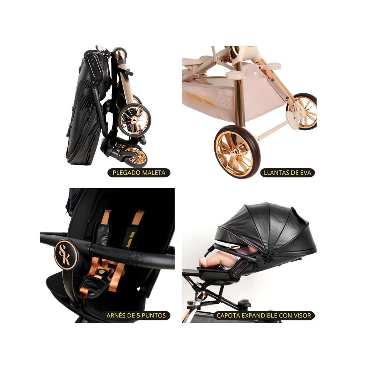 STOKKER BABY - Coche Carriola Giratorio V16 Plus Negro