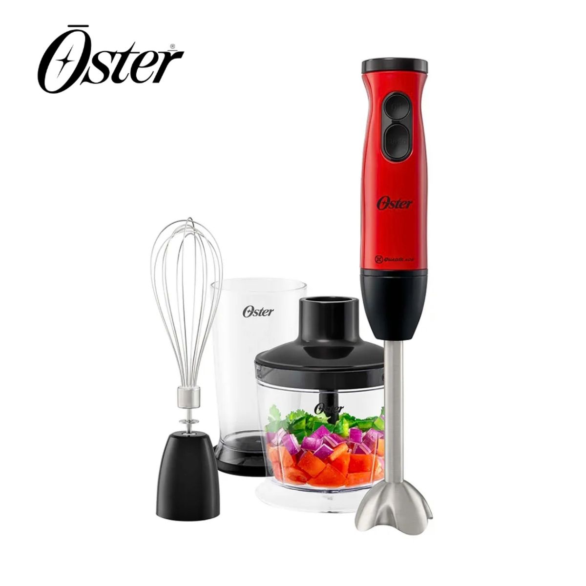 OSTER - Batidora de Inmersión Oster 400W CUCHILLA QUADBLADE rojo - FPSTHB460A