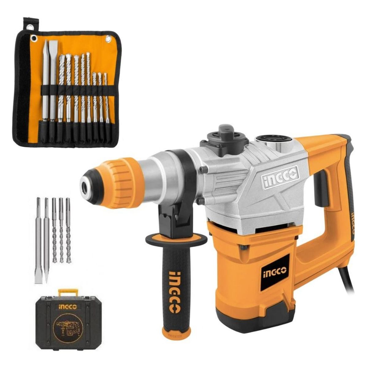 INGCO TOOLS - Rotomartillo RH12008 1250W 5J +  SET de 10 PZ AKD2101 INGCO