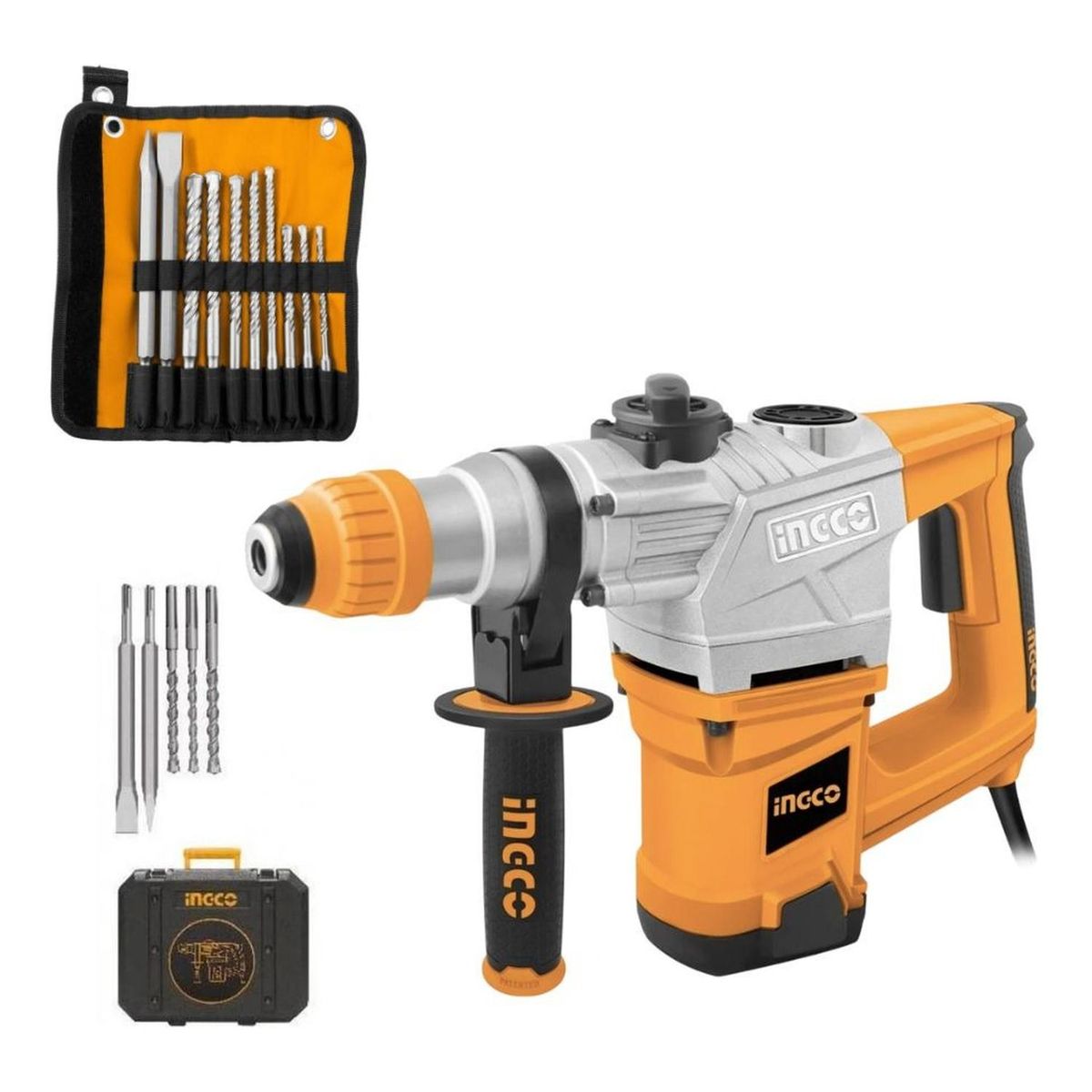 INGCO TOOLS - Rotomartillo RH12008 1250W 5J +  SET de 10 PZ AKD2101 INGCO