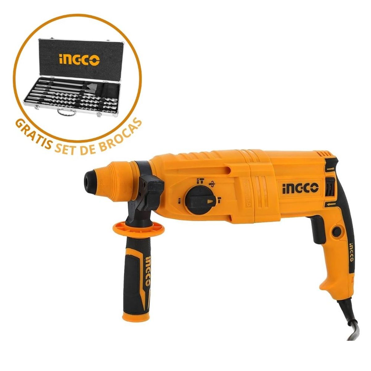 INGCO TOOLS - Rotomartillo RGH9028-2 800W 55J + SET 7 PZ AKD5075 INGCO