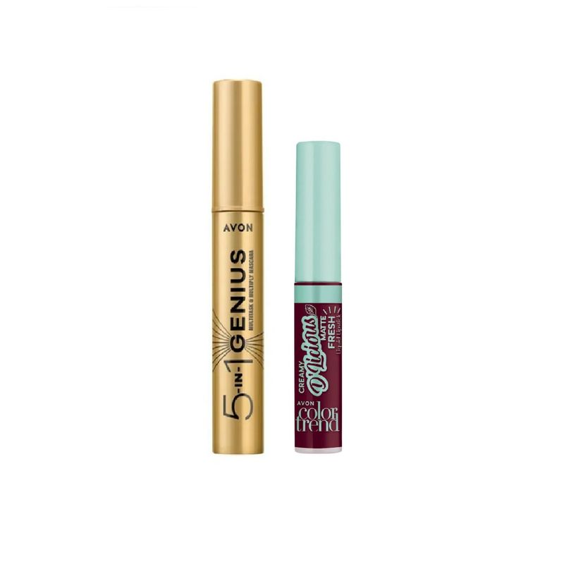 AVON - Máscara para pestañas 5 En 1 Genius + labial fresa congelada