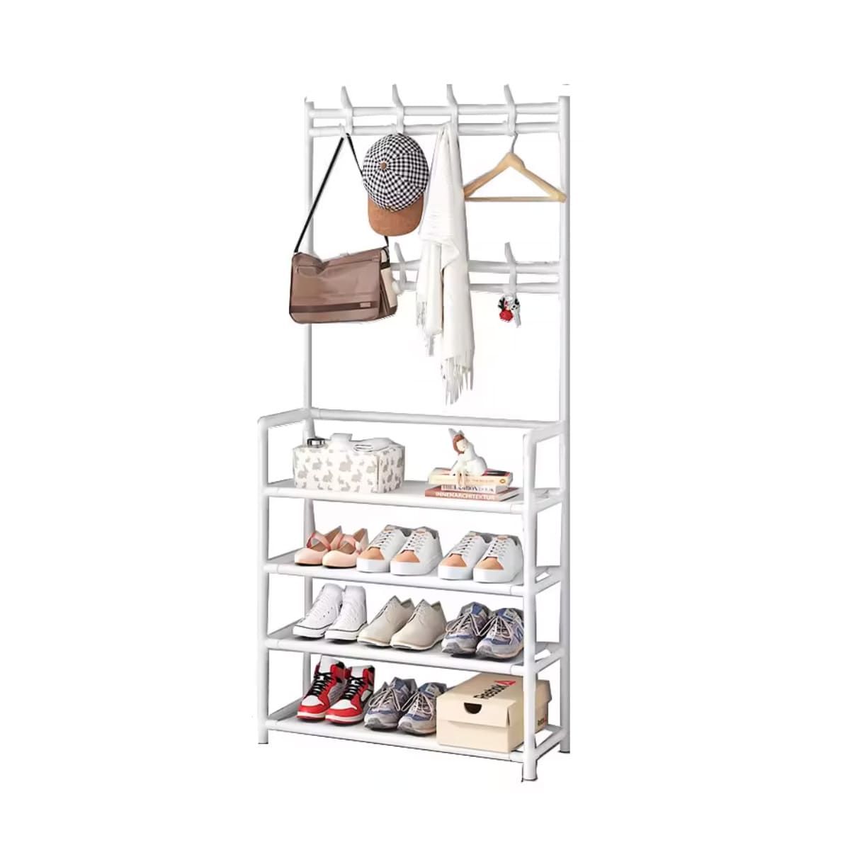 GENERICO - Pack2 Zapatera Organizadora con Percheros 5 Niveles Blanco