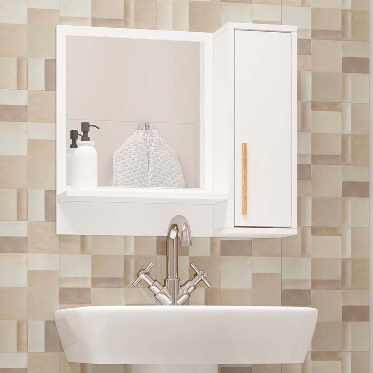 BRV MOVEIS - Repisa Roxanne 535 X 60 X 14 cm Marron Claro y Blanco