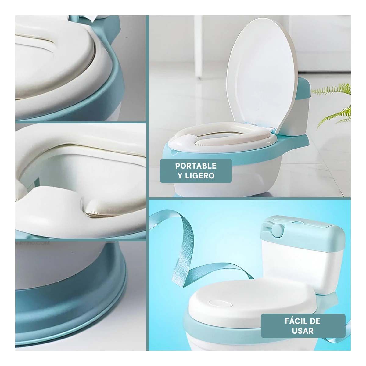 GENERICO - Pack2 Inodoro Infantil de Aprendizaje para Ninos Celeste