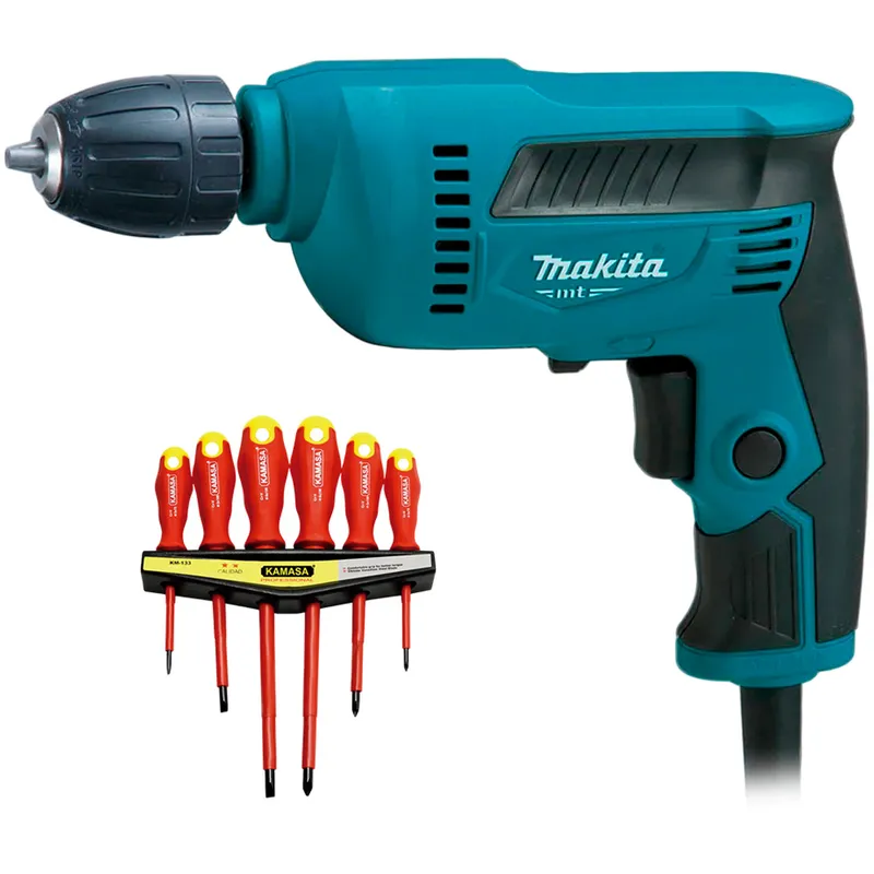 MAKITA - Taladro Rotación 3 /8 M6002B 450W MAKITA + SET 6PZ KM133