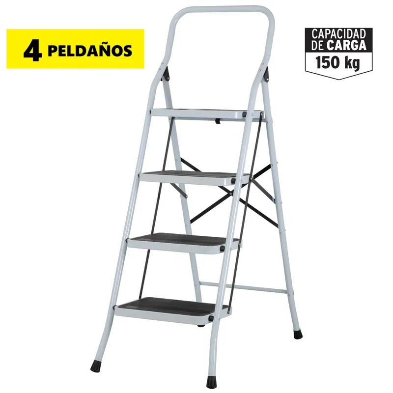 PRETUL - Escalera Plegable 4 Peldaños Soporta 150 kg PRETUL