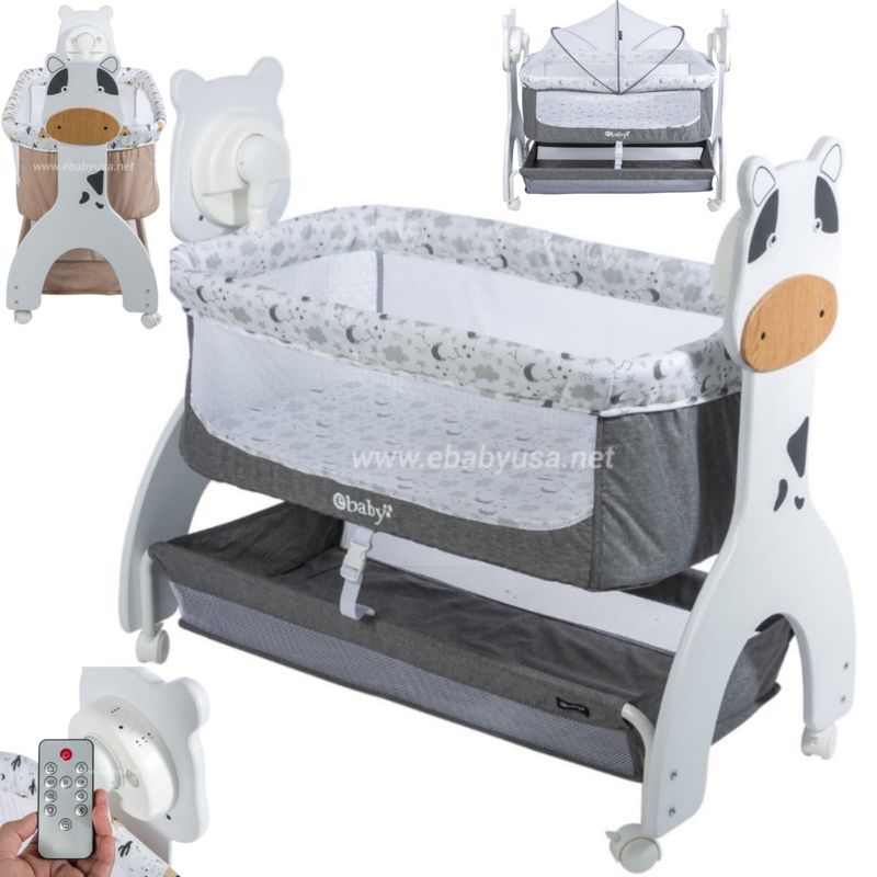 EBABY - Cuna Mecedora Eléctrica Aura PLOMO