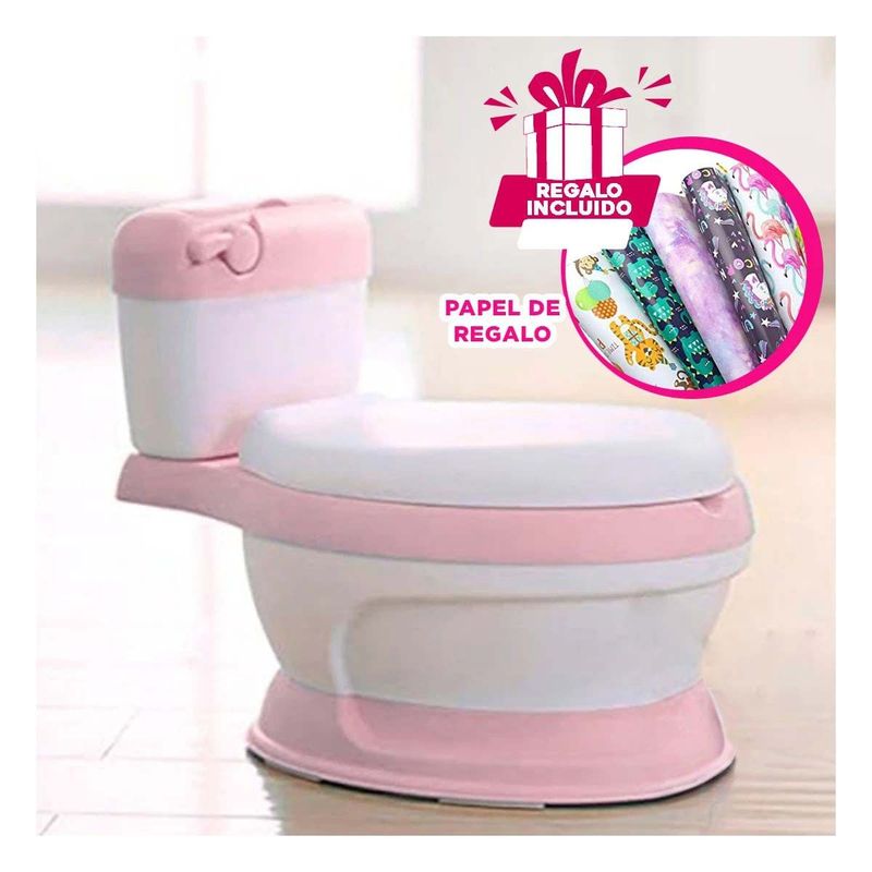 GENERICO - Pack5 Bacin para Nina Resistente en Rosado Y+Papel de Regalo