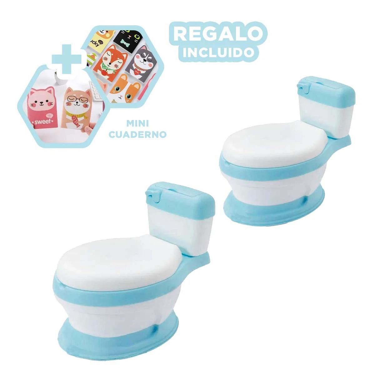 RYBIU IMPORT - Inodoro con Base AcolchadoTono Celeste Y+Regalo Agendita