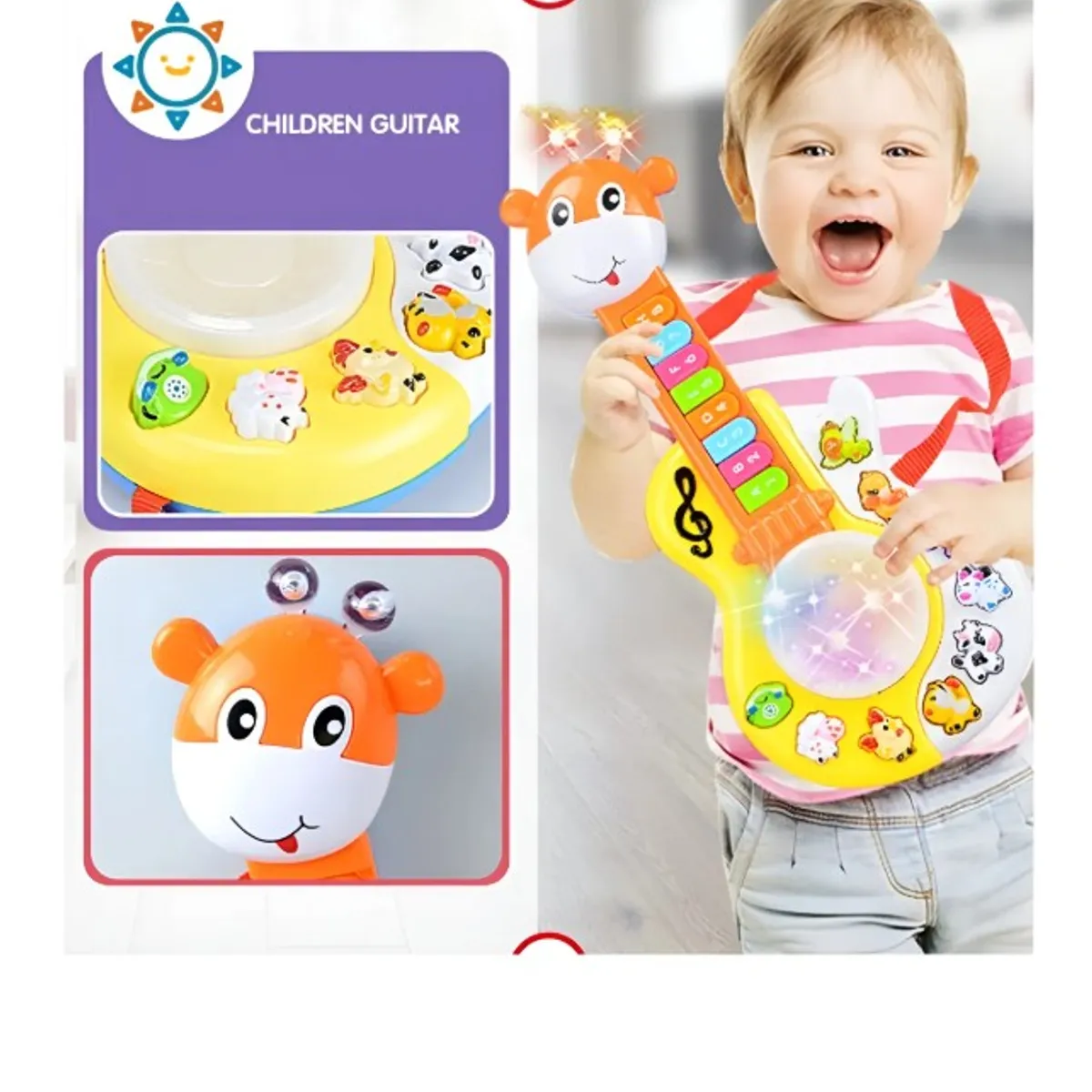 GENERICO - Guitarra Musical Para Bebes Jirafa Con Luz Y Sonido