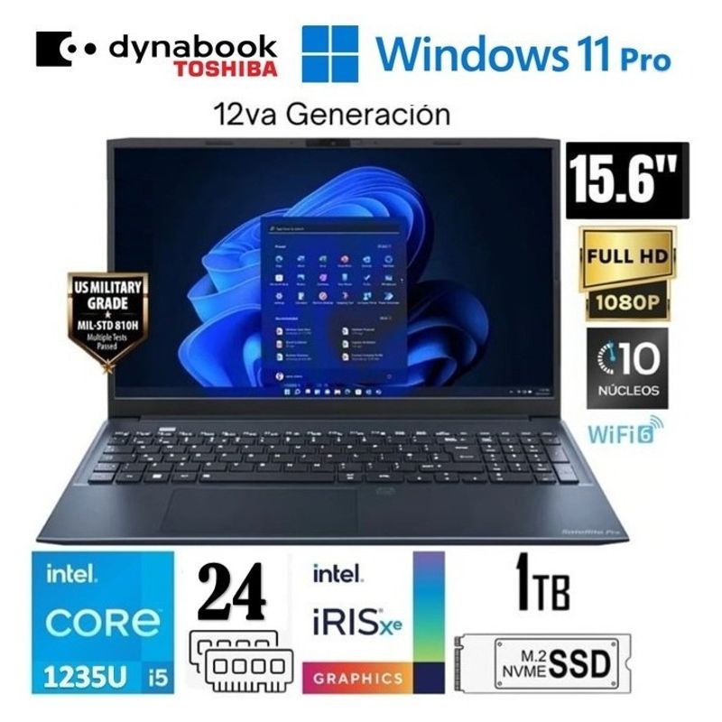 DYNABOOK - NOTEBOOK DYNABOOK 15.6" SATELLITE PRO C50K INTEL I5-1235U 24GB 1TB SSD WINDOWS 11 PRO -  AZUL + MOCHILA
