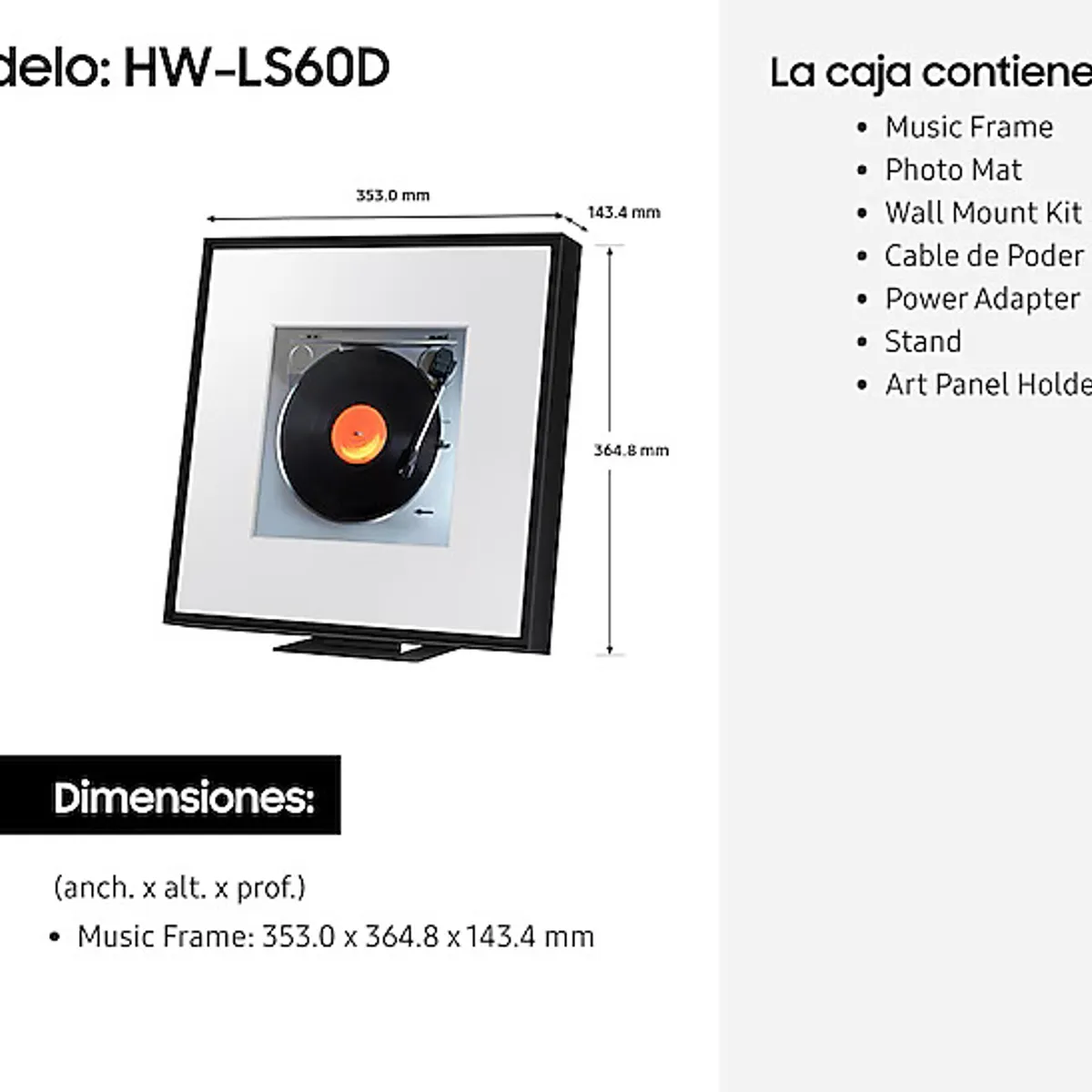SAMSUNG - Parlante Music Frame Samsung Dolby 120W HW-LS60D - Nuevo 2024