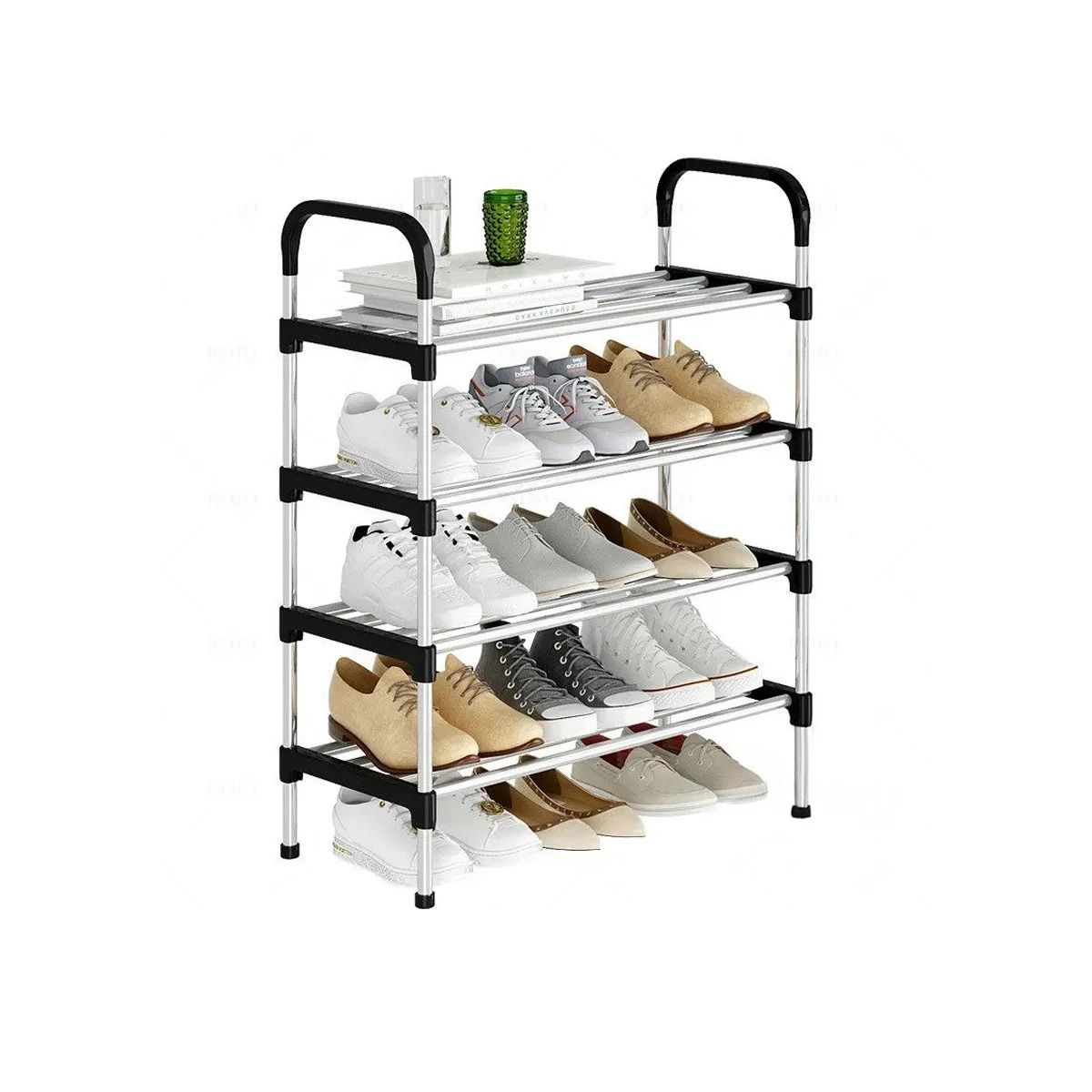 GENERICO - Zapatera Multiuso Resistente de 4 Niveles en Negro