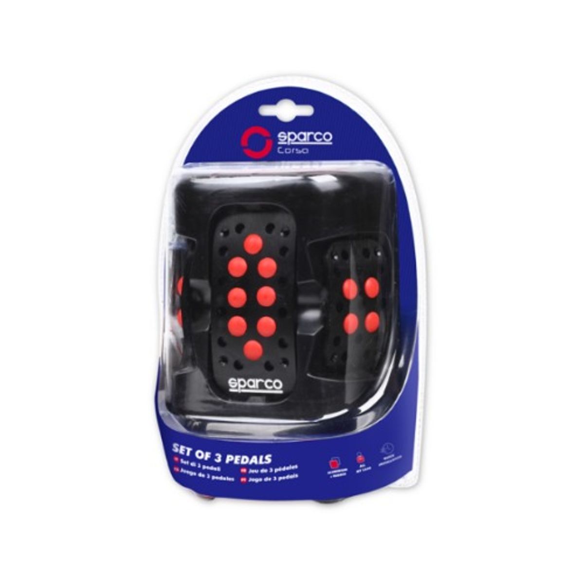 SPARCO - Pedal Sparco Aluminio Negro Con Goma Rojo Antideslizante