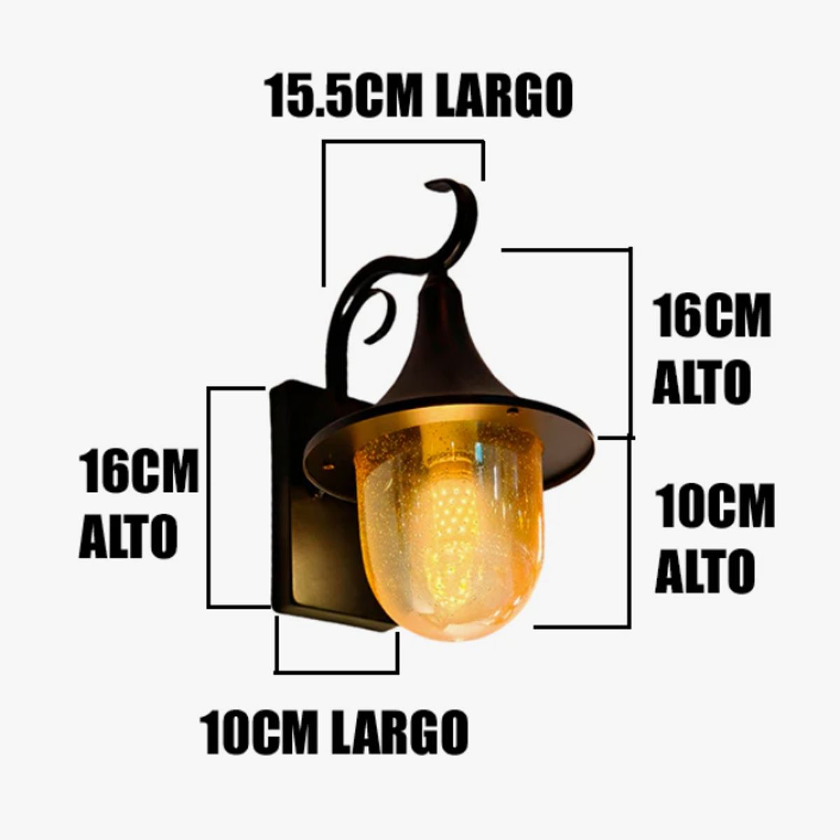 GENERICO - Aplique Lampara de Exterior Led 12W Luz Calida