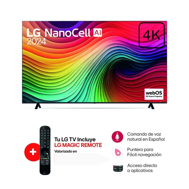 LG - TELEVISOR LG NANOCELL 50 UHD 4K SMART TV CON THINQ AI 50NANO80TSA